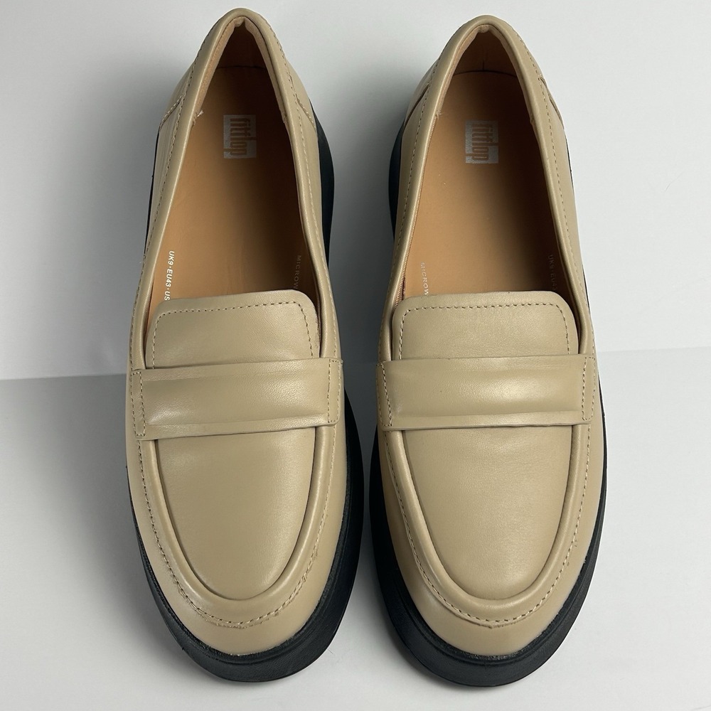 Fitflop Beige and Black Leather Loafers